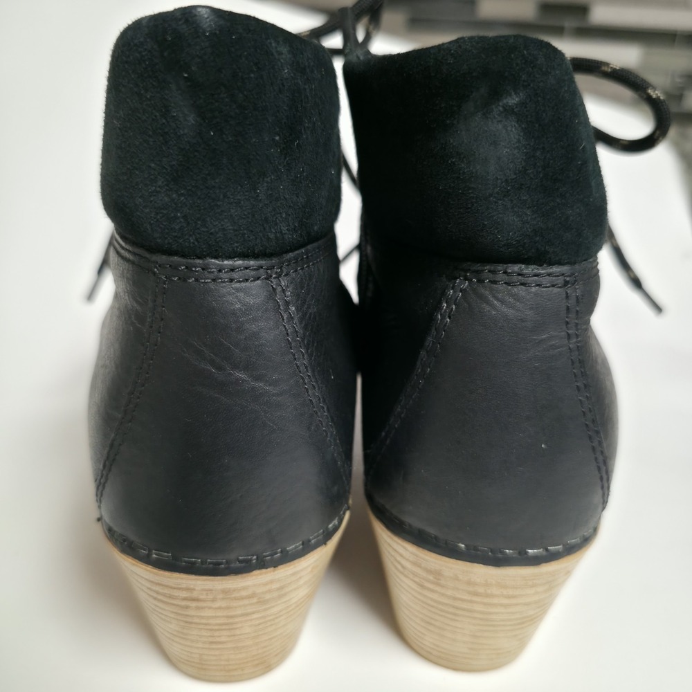 Dansko Mikayla Black Leather Lace Up Clog Ankle Boots Zipper Women Sz 38 US 8 - Picture 3 of 8